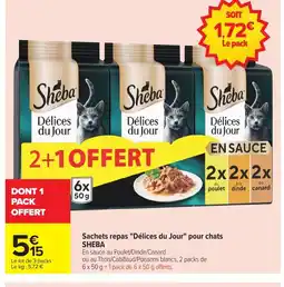 Carrefour SHEBA Sachets repas Délices du Jour pour chats offre