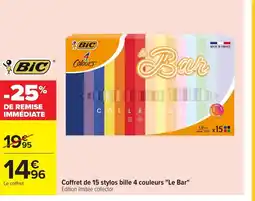 Carrefour BIC Coffret de 15 stylos bille 4 couleurs Le Bar offre