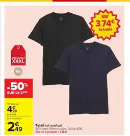 Carrefour T-shirt col rond uni offre