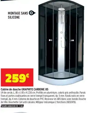 Cabine de Douche Graphite Carbone 85