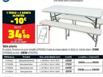 Bricorama Table Pliante offre
