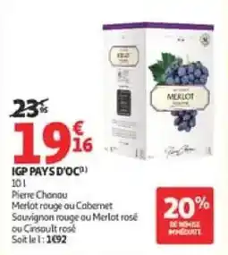 Auchan Pierre Chanau Merlot rouge offre