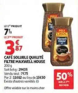 Auchan Maxwell House Café soluble qualité filtre offre