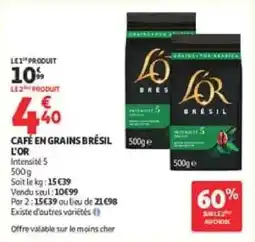 Auchan L'OR Café en grains Brésil offre
