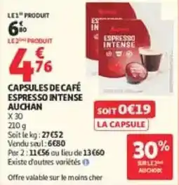 Auchan Auchan capsules de café espresso intense offre