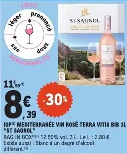E.Leclerc ST SAGNOL IGP MEDITERRANÉE VIN ROSÉ offre