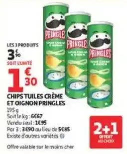 Auchan PRINGLES Chips tuiles crème et oignon offre