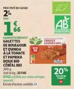 Auchan Céréal BIO Galettes de boulgour et quinoa à la tomate et paprika doux offre