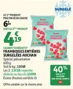 Auchan Auchan Framboises entières surgelees offre