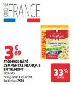 Auchan EntryApert Fromage râpé l'emmental français entremont offre