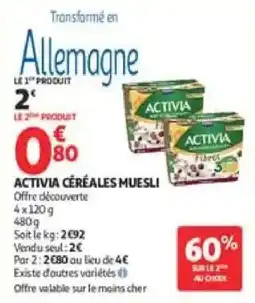 Auchan ACTIVIA CÉRÉALES MUESLI offre