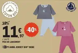 E.Leclerc PETIT BATEAU PYJAMA JERSEY BIO BEBE offre