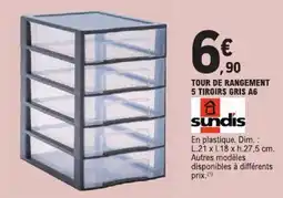E.Leclerc sundis TOUR DE RANGEMENT 5 TIROIRS GRIS A6 offre