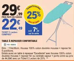 E.Leclerc HOMESIDE TABLE À REPASSER CONFORTABLE offre