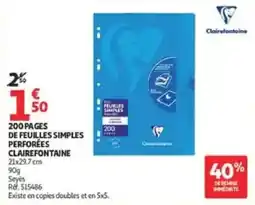 Auchan CLAIREFONTAINE FEUILLES SIMPLES offre