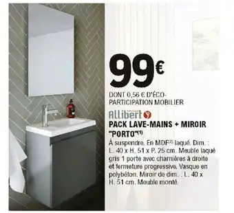 E.Leclerc Brico Pack Lave-Mains + Miroir offre