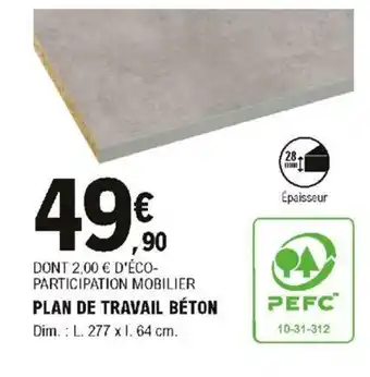 E.Leclerc Brico Plan de Travail Béton offre