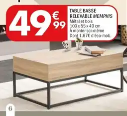 La Foir'Fouille Table basse relevable memphis offre