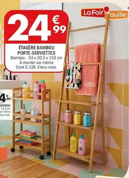 La Foir'Fouille Étagère bambou porte-serviettes offre