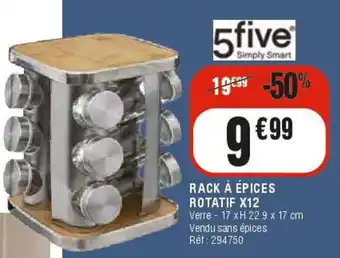 La Foir'Fouille 5five RACK À ÉPICES ROTATIF X12 offre