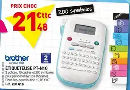 Hyperburo Brother ÉTIQUETEUSE PT-N10 offre