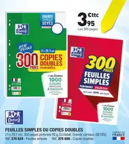 Hyperburo Oxford Feuilles simples ou copies doubles offre