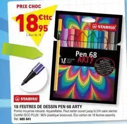 Hyperburo STABILO 18 FEUTRES DE DESSIN PEN 68 ARTY offre
