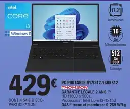 E.Leclerc THOMSON PC PORTABLE N17I312-16BK512 offre