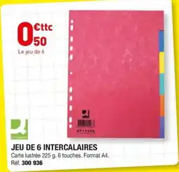 Hyperburo Q-CONNECT JEU DE 6 INTERCALAIRES offre