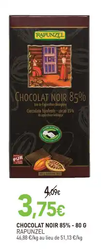 naturéO Rapunzel chocolat noir 85% offre