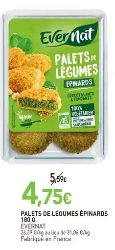 naturéO Evernat palets de légumes épinards 180 g offre