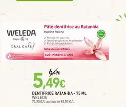 naturéO Weleda dentifrice ratanhia - 75 ml offre