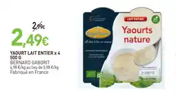 naturéO Bernard gaborit yaourt lait entier x 4 500 g offre