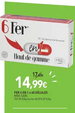 naturéO Mbe sarl fer 6 en 1 x 60 gélules offre