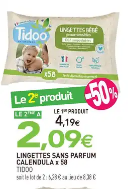 naturéO Tidoo lingettes sans parfum calendula x 58 offre