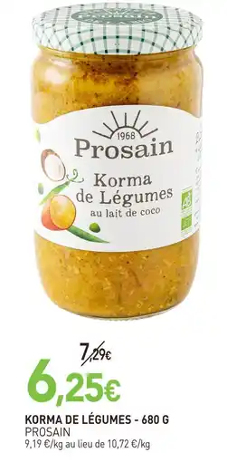 naturéO Prosain korma de légumes offre