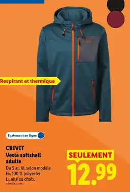 Lidl Crivit veste softshell adulte offre