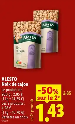 Lidl Alesto noix de cajou offre
