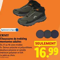 Lidl Crivit chaussures de trekking montantes adultes offre