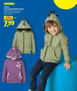 Lidl Lupilu sweat zippé premium enfant offre