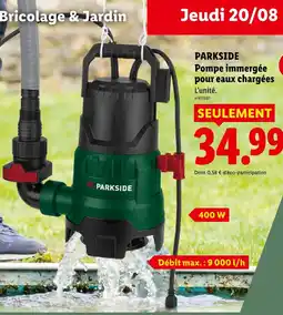 Lidl Parkside pompe immergée pour eaux chargées offre