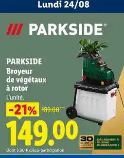 Lidl Parkside broyeur de végétaux à rotor offre