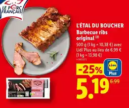 Lidl L'étal du boucher barbecue ribs original offre