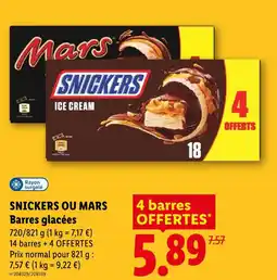 Lidl Snickers ou mars barres glacées offre