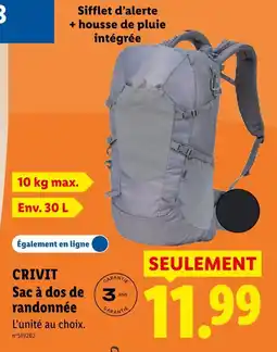 Lidl Crivit sac à dos de randonnée offre