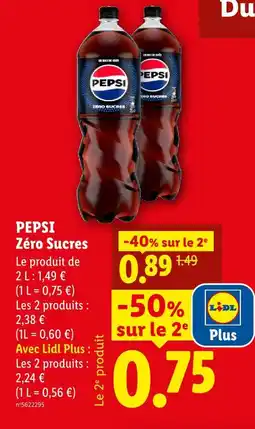 Lidl Pepsi zéro sucres offre