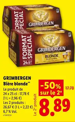 Lidl Grimbergen bière blonde offre