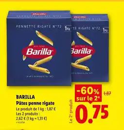 Lidl Barilla pâtes penne rigate offre