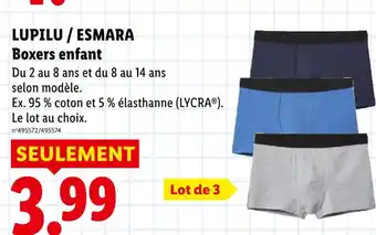 Lidl Lupilu boxers enfant offre