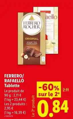 Lidl Ferrero/ rafaello tablette offre
